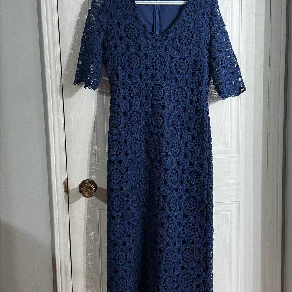 Elegant Blue Lace Dress